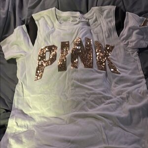 Sequin Embellished White “PINK brand adult women’s size large top